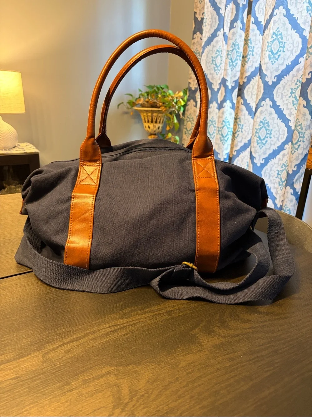 Polo Ralph Lauren Fragrances Navy Blue Canvas Duffle Weekender Gym Bag